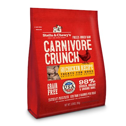 Stella & Chewy's Carnivore Crunch Freeze-Dried Raw Dog Treats, Cage-Free Chicken Recipe, 3.25 oz