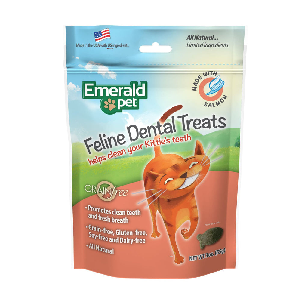 Emerald Pet Feline Dental Treats - Salmon Flavor, Grain-Free, 3 oz