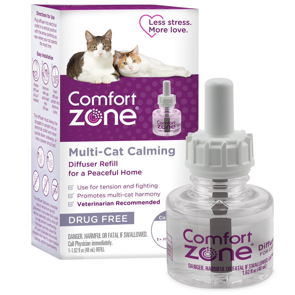 Comfort Zone Multi-Cat Calming Diffuser Refill for Cats & Kittens, Reduce Tension & Conflict