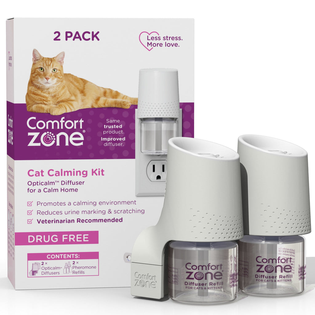 Comfort Zone Calming Diffuser Kit for Cats, Two Room Pheromone Diffuser, Stress & Anxiety Relief
