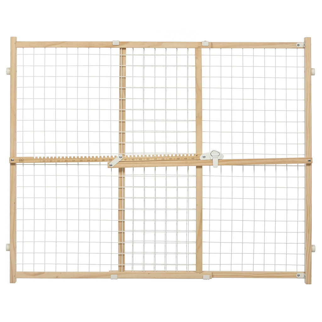 Midwest 32" Wood & Wire Mesh Pet Gate - Expands 29-50" Wide, Dog/Cat Safety Barrier