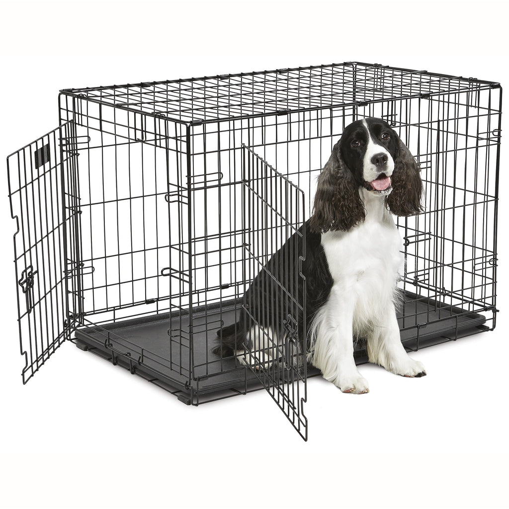 Midwest Contour Double Door Dog Crate - 36x23x25 Inch Folding Wire Kennel