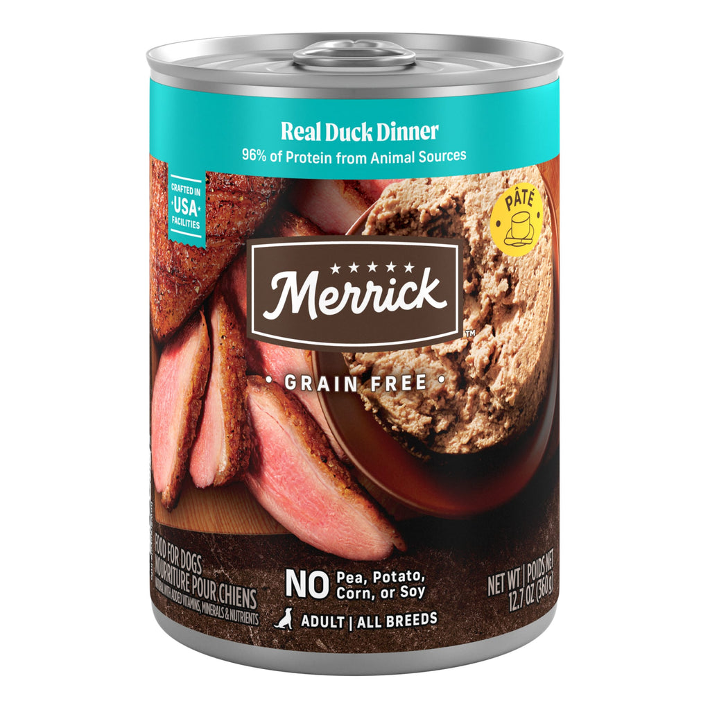 Merrick Grain Free 96% Real Duck Dinner Canned Dog Food, 12.7 oz Can (Pack of 12)
