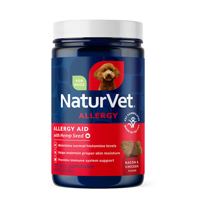 NaturVet Hemp Allergy Aid Soft Chews for Dogs, 60 Count
