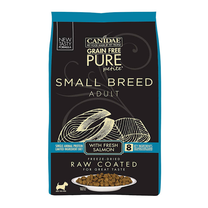 Canidae PURE Petite Small Breed Salmon Recipe, Grain-Free, Raw Coated Dry Dog Food, 4 lb