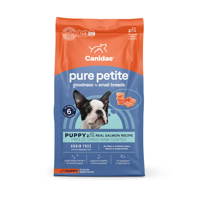 Canidae PURE Petite Puppy Small Breed Salmon Recipe, Grain-Free, Raw Coated Dry Dog Food, 4 lb
