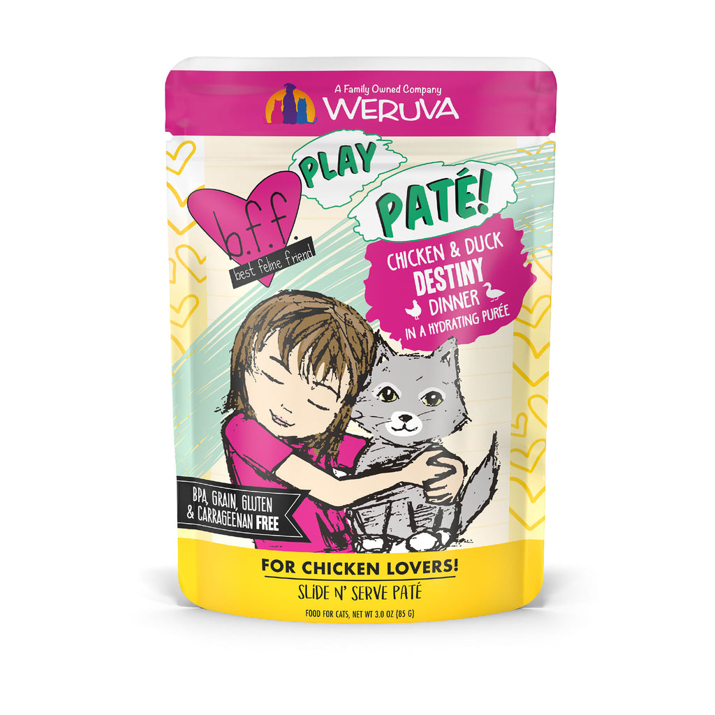 Weruva BFF Play Pate Cat Food, Chicken & Duck Destiny Dinner, 3 oz Pouch