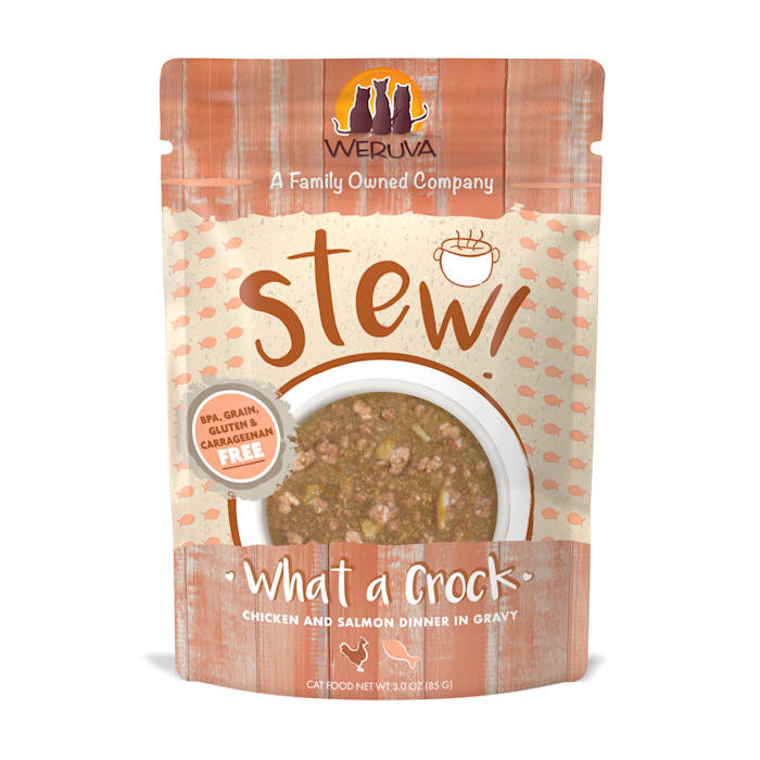 Weruva Cat Stew What A Crock! Chicken & Salmon Dinner in Gravy, 3oz Pouch