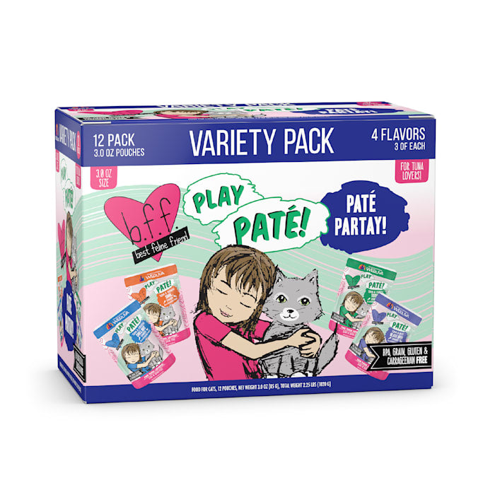 Weruva BFF Play Pate Partay! Variety Pack Cat Food, 3 oz Pouches (12 Pack)