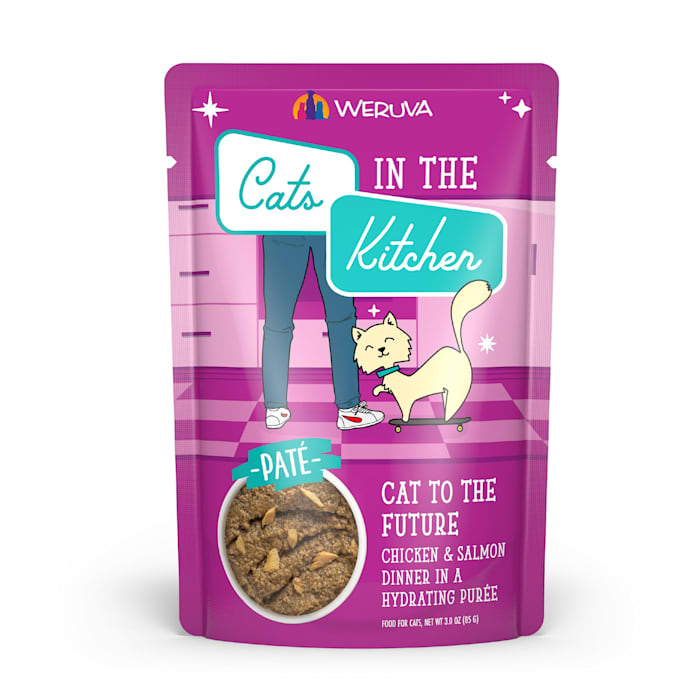 Weruva Cats in the Kitchen Cat To The Future Chicken & Salmon Pate Wet Cat Food, 3oz Pouch