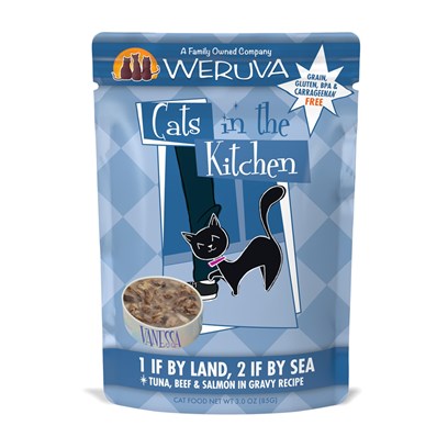 Weruva Cats in the Kitchen 1 If By Land, 2 If By Sea Cat Food Pouch - Tuna, Beef & Salmon in Gravy - 3oz