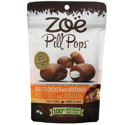 Zoe Pill Pops Roasted Chicken & Rosemary Dog Treats - Pill Covers - 3.5oz