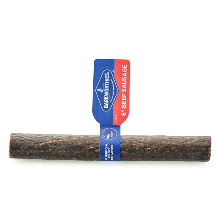 Barkworthies Beef Sausage Roll Dog Treat - 6 Inch All Natural Beef Chew