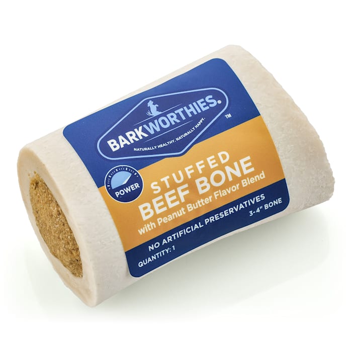 Barkworthies 3 Pack of Peanut Butter Stuffed Beef Bone Do...