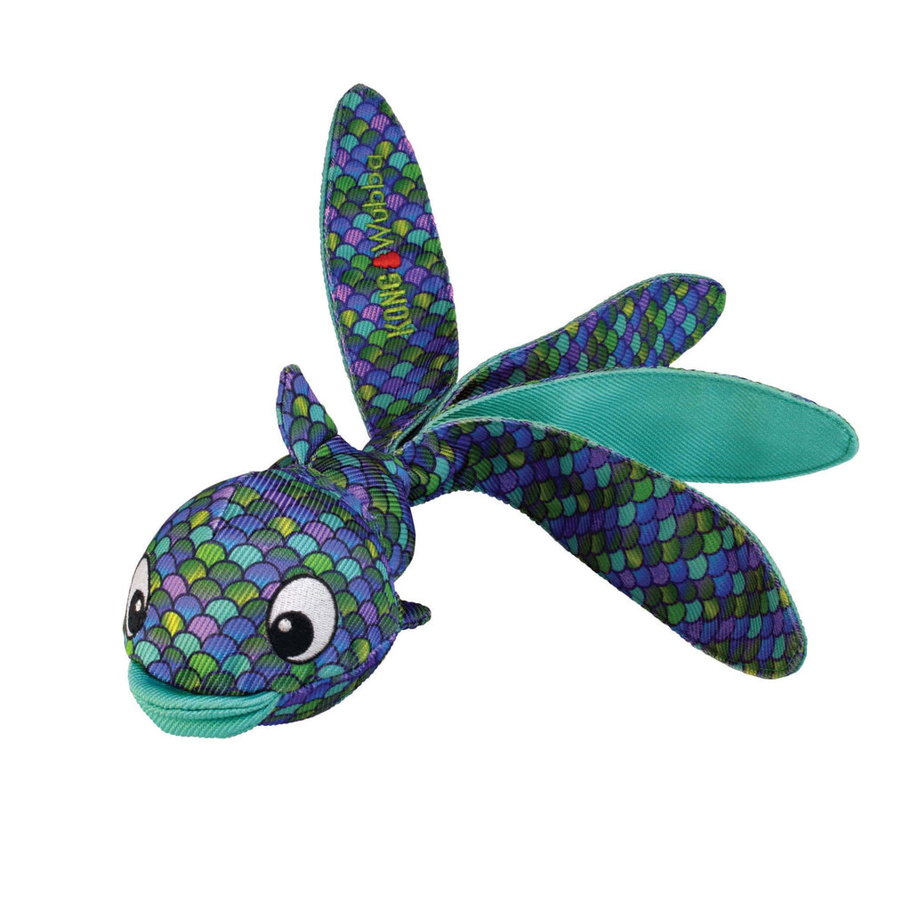 KONG Wubba Finz Blue Dog Toy - Small - Interactive Toss & Tug Toy with Squeaker