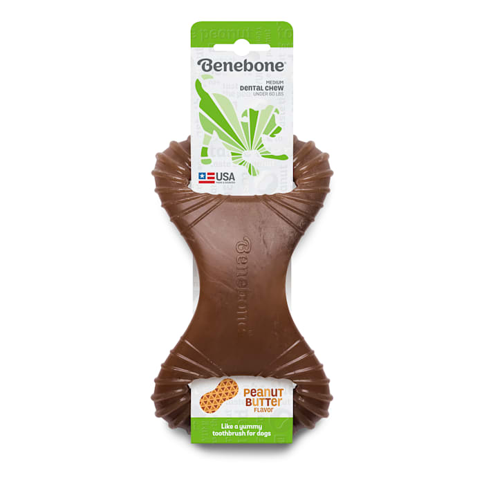 Benebone Dental Chew Toy - Medium - Peanut Butter Flavor - Dog Chew Toy