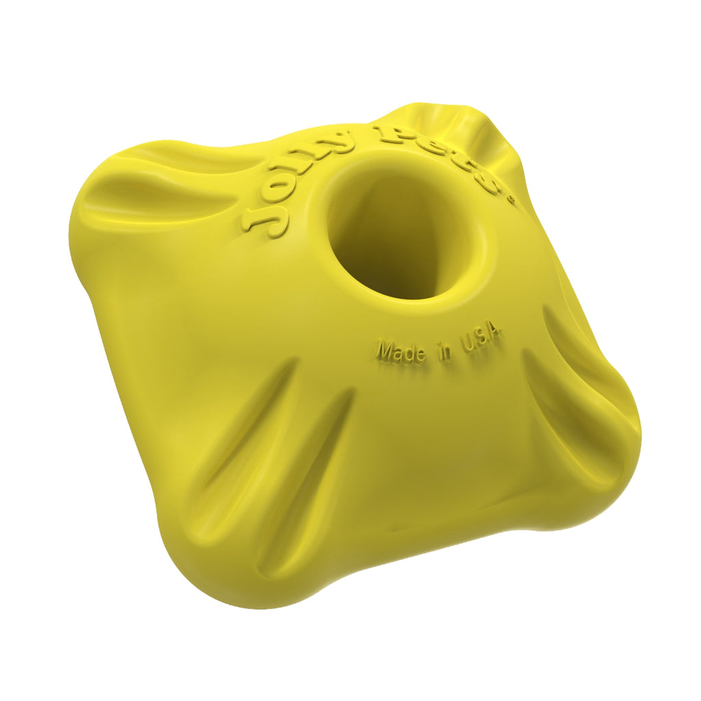 Jolly Pets 4121-YE2 Flex-n-Chew Squarble  Yellow - 2 in.