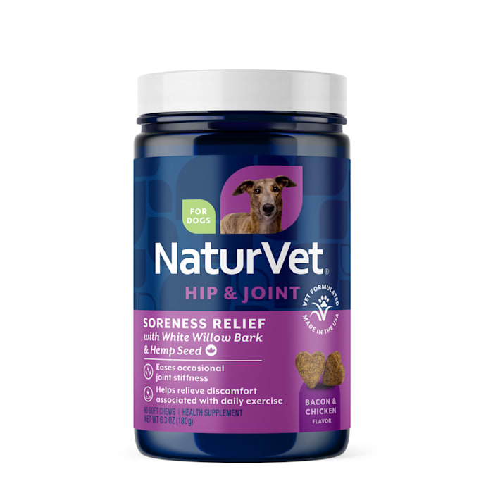 NaturVet Hemp Aches & Discomfort Plus Hemp Seed Dog Soft Chews, 60 Count