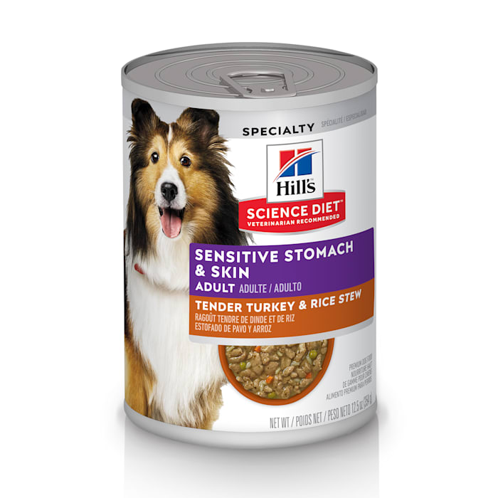Hill's Science Diet Adult Sensitive Stomach & Skin Turkey & Rice Stew Wet Dog Food, 12.5 oz Can