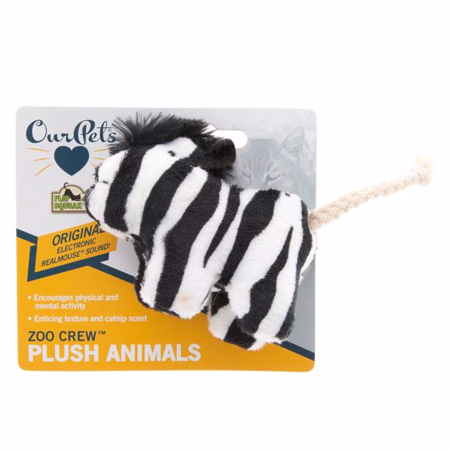 OurPets Zoo Crew Plush Animals Zebra Cat Toy