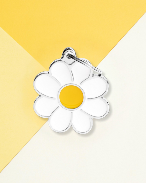 MyFamily Charms Big Daisy Pet ID Tag - Customizable Engraved Dog Tag
