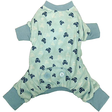 FP Skull PJs Blue LG - Dog Pajamas with Skull Design - Size Large