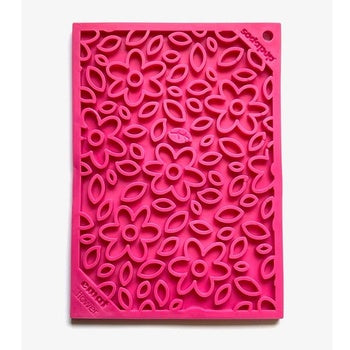 SodaPup eMat Enrichment Lick Mat - Flower Power Pink, Large, Dog Slow Feeder