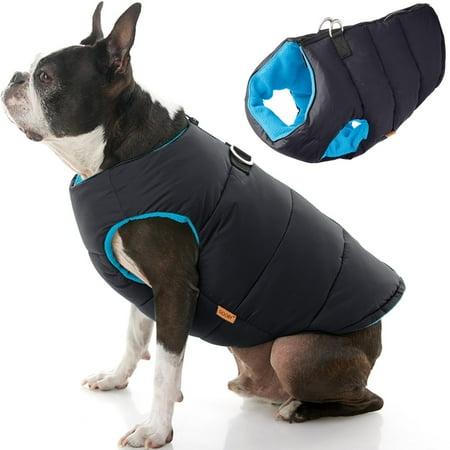 Gooby Padded Vest Dog Jacket - Black, Warm Zip Up Fleece Vest, Water Resistant for Small to Medium Dogs