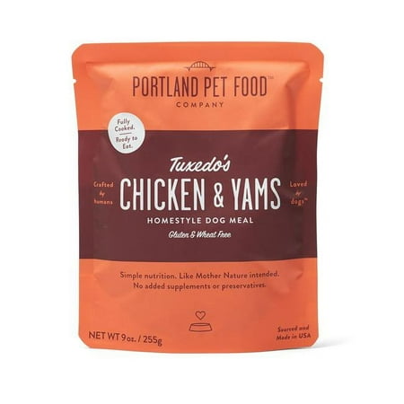 Portland Pet Food Company Tuxedo's Chicken & Yams Dog Meal, 9 oz Pouch - Human Grade Wet Food
