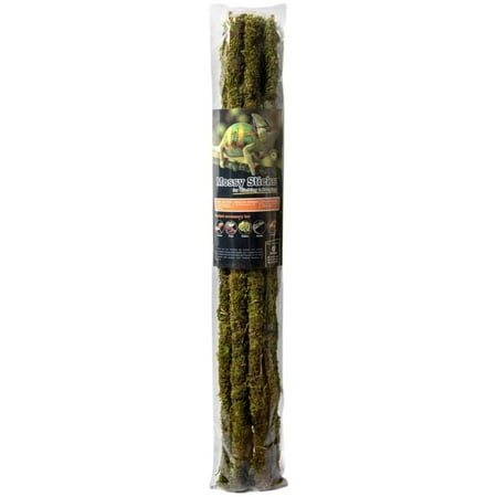Galapagos Mossy Sticks - 24 Inch, 6 Count - Terrarium Ornament, Reptile Decor, Bird Perch
