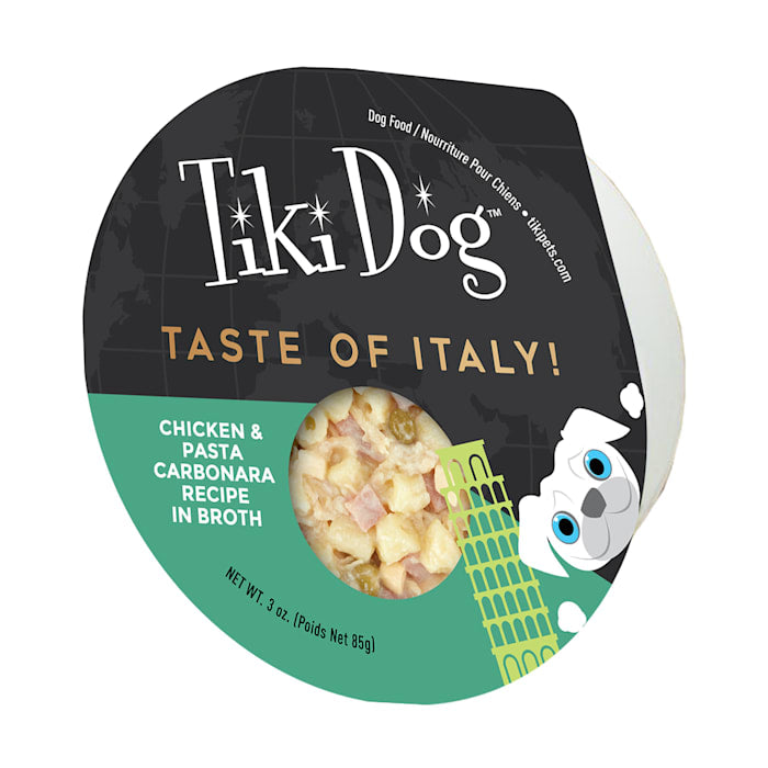 Tiki Dog Taste of the World Wet Dog Food, Italy Chicken & Pasta, 3oz (Single Cup)