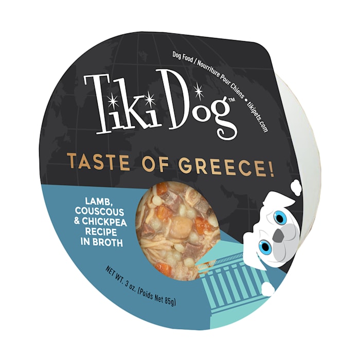 Tiki Dog Taste of the World Greece Lamb, Couscous & Chickpea Recipe in Broth Wet Dog Food, 3 oz Cups (4 Count)