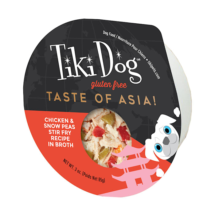 Tiki Dog Taste of the World Asia Chicken & Snow Pea Stir Fry Wet Dog Food, 3 oz Cups (4 Count)