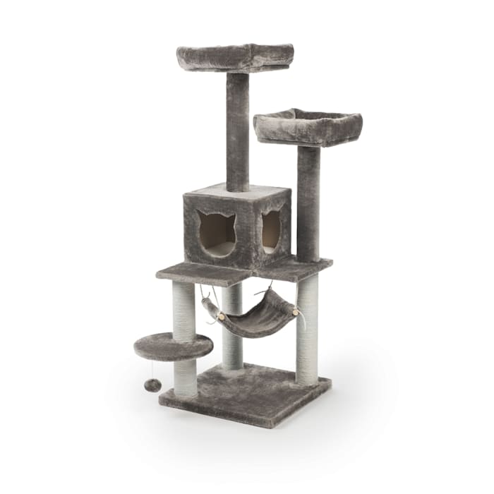 Prevue Pet Products Kitty Power Paws Party Tower Cat Furniture - Plush Lounging, Scratching Posts, Hammock & Hideaway