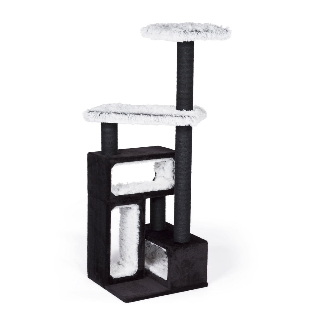 Prevue Pet Products Kitty Power Paws Domino Cat Tree Furniture, Black & White, 52.5-Inch 7314