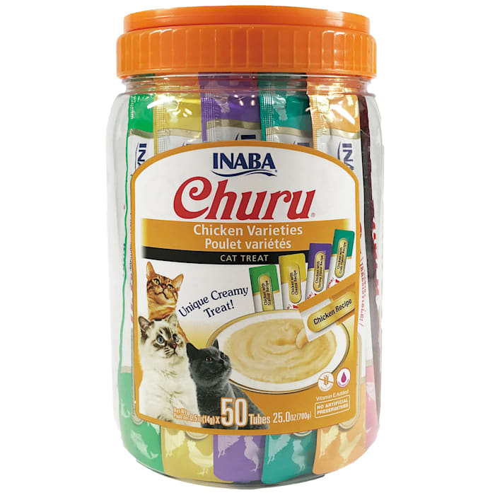 Inaba Churu Cat Treats - Chicken Variety, Lickable Creamy Purée, 50 Tubes