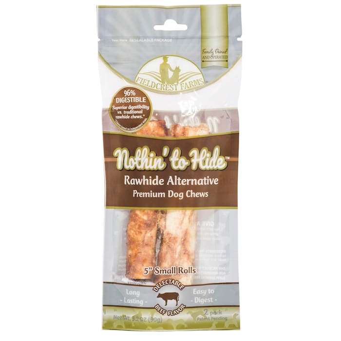 Fieldcrest Farms Nothin' to Hide Beef Rolls - Small, 5 inch, 2 Pack - Rawhide Alternative Dog Chews