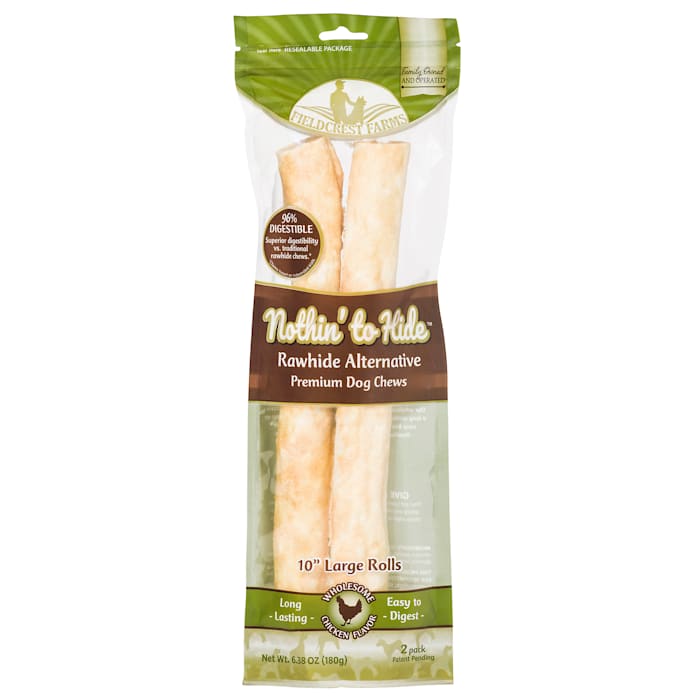 Fieldcrest Farms Nothin' to Hide Chicken Roll Dog Chews, Large 10 inch, 2-Pack, Rawhide Alternative