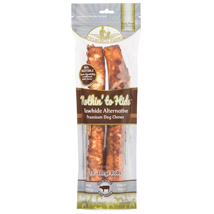 Nothin' to Hide Dog Chew Rolls, Beef Flavor, Large 10 Inch, 2-Pack - Rawhide Alternative