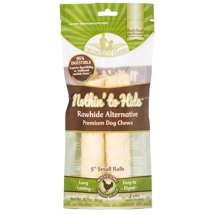 Fieldcrest Farms Nothin' to Hide Chicken Roll Dog Treats, Small, 5 inch, 2-Pack, Rawhide Alternative
