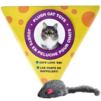 Zanies Cheese Wedge Display Furry Mice Cat Toys - 60 Count