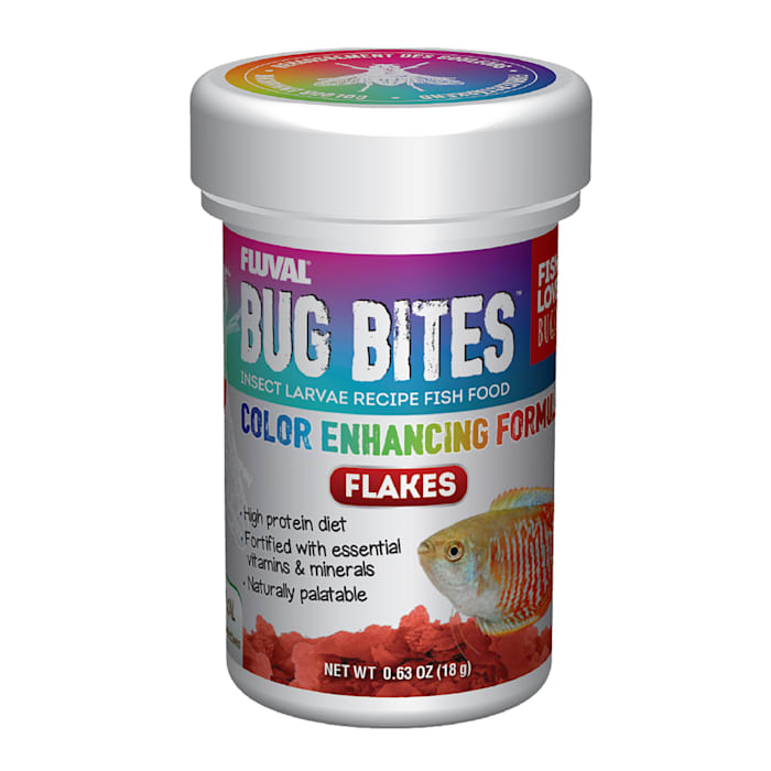 Fluval Bug Bites Color Enhancing Flakes - 0.63 oz (18g) - Fish Food