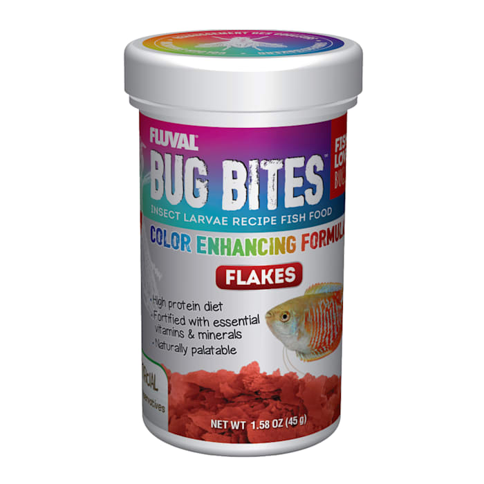 Fluval Bug Bites Color Enhancing Flakes - Fish Food 1.58 oz (45g)