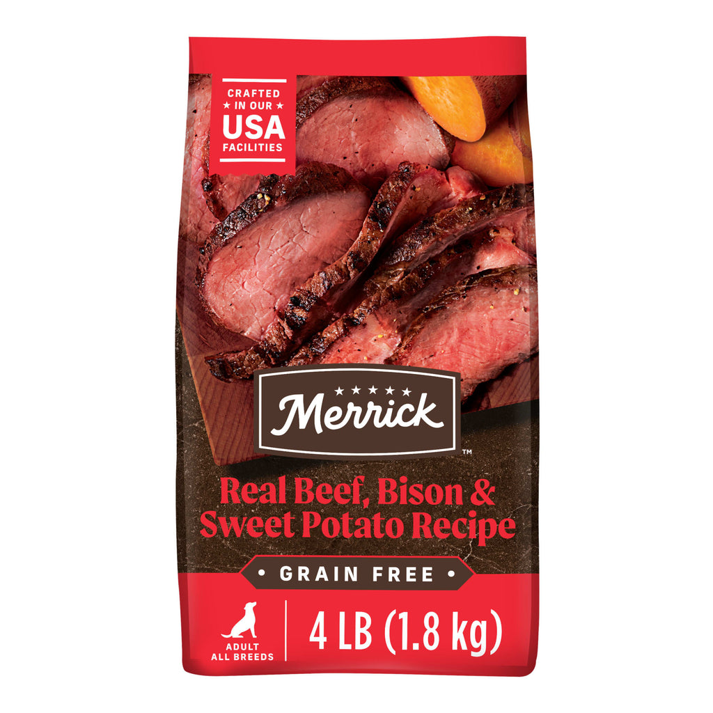Merrick Grain Free Bison, Beef & Sweet Potato Recipe Dry Dog Food - 4lb Bag