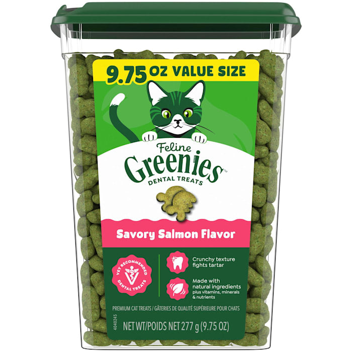 Feline Greenies Savory Salmon Dental Cat Treats, 9.75 oz Value Size Tub