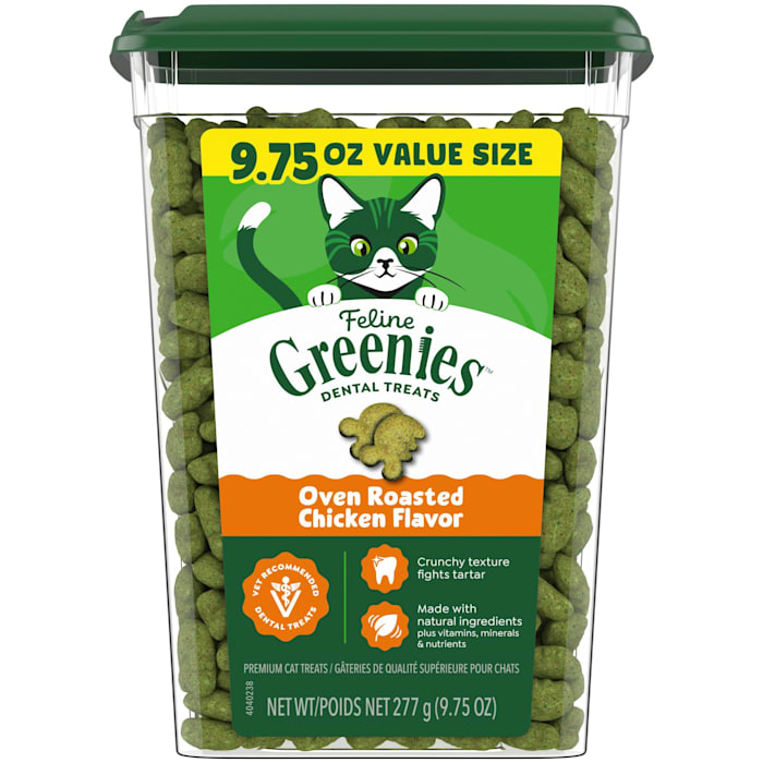 Greenies Feline Dental Cat Treats, Oven Roasted Chicken Flavor, 9.75 oz Tub