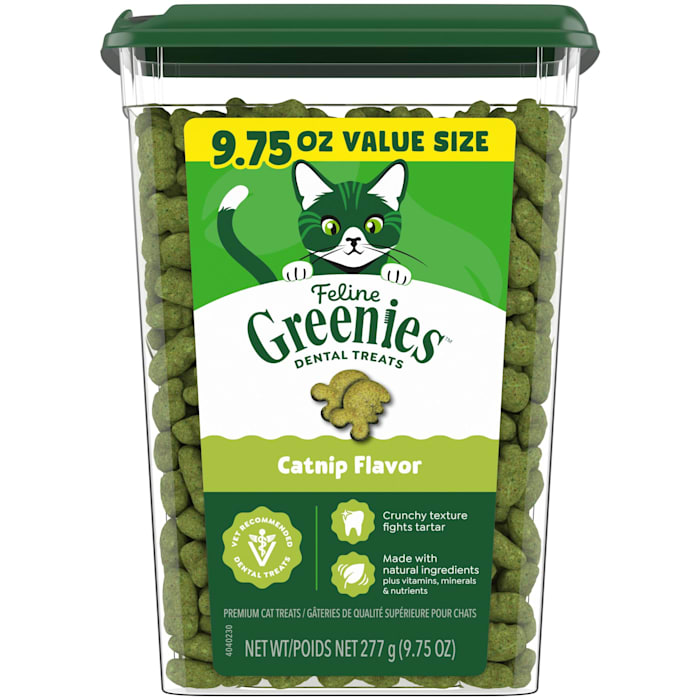Greenies Feline Dental Cat Treats, Catnip Flavor, 9.75 oz Tub