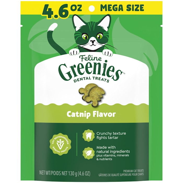 Greenies Feline Dental Treats - Catnip Flavor - 4.6 oz Bag - Natural Dental Care for Cats