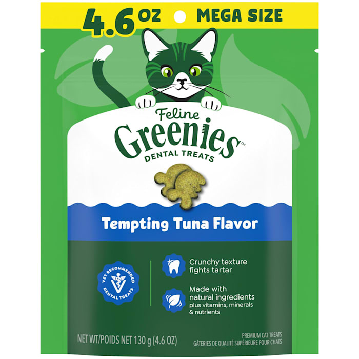 Greenies Feline Dental Treats - Tempting Tuna Flavor - 4.6 oz (130g) - Adult Cat Dental Care