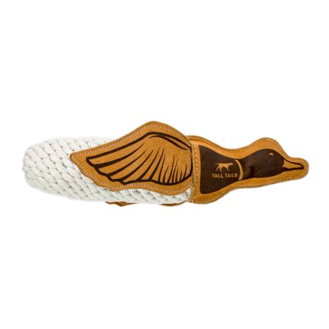 Tall Tails 16" Natural Leather & Rope Quacker Dog Toy - Durable Tug & Fetch Toy